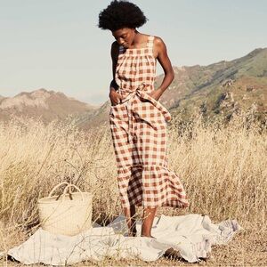 DÔEN Eve Dress in Nutmeg Plaid